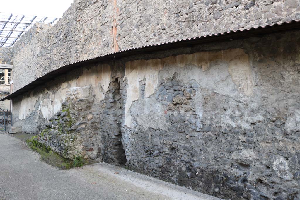 Pompeii Street Altar at I.8.1. December 2018.
Looking north along site of street painting on east side of Vicolo dell’Efebo. Photo courtesy of Aude Durand.