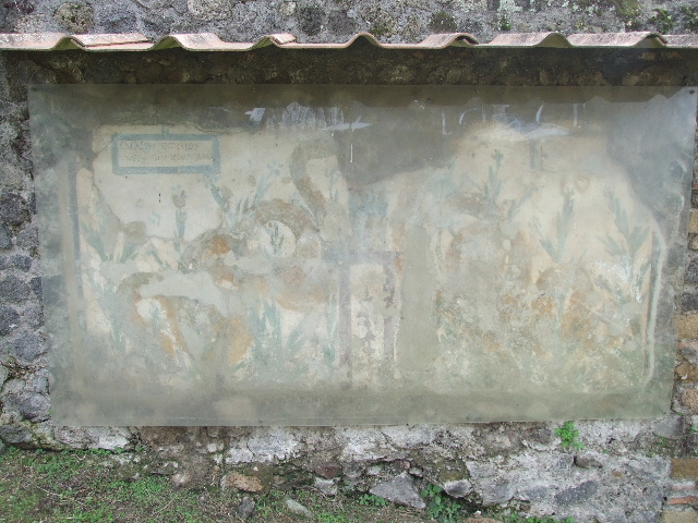 Right hand side of painted street shrine on the wall at V.6.19. December 2005.