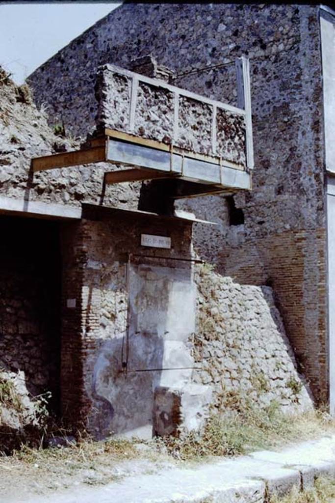 Street altar outside IX.12.7 Pompeii. 1971. Looking north-east on Via dell�Abbondanza.  
Photo by Stanley A. Jashemski.
Source: The Wilhelmina and Stanley A. Jashemski archive in the University of Maryland Library, Special Collections (See collection page) and made available under the Creative Commons Attribution-Non Commercial License v.4. See Licence and use details.
J71f0154
