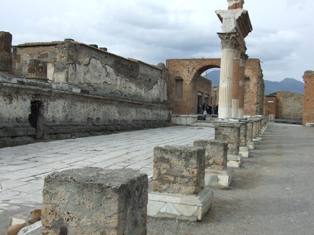 Arch of Nero. May 2010. Site of foundation for the east side of the demolished arch. 