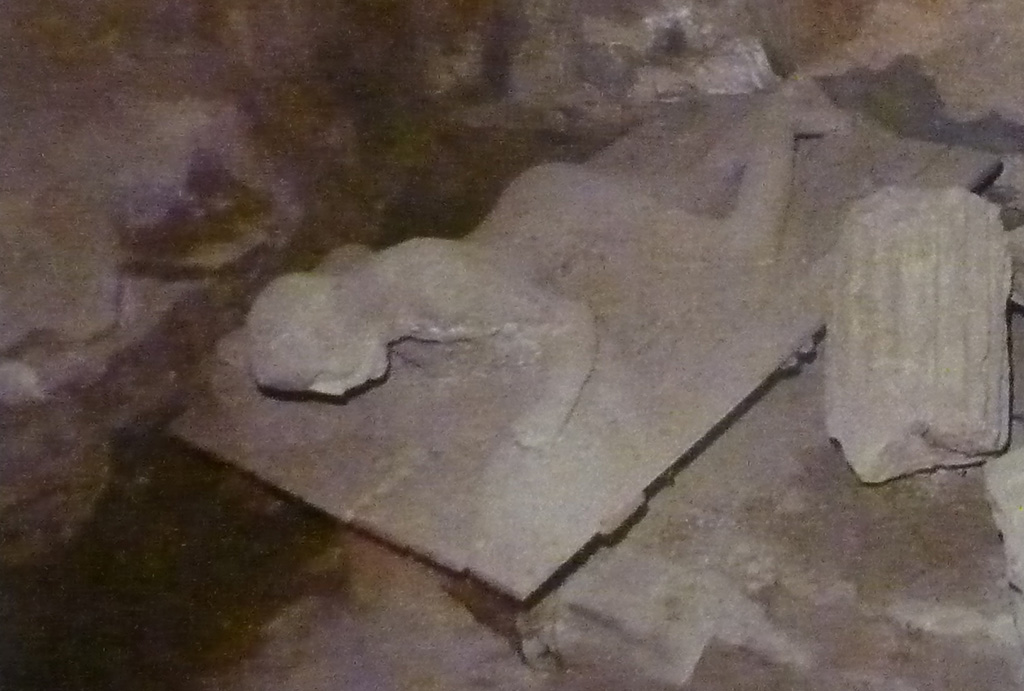 Victim 68. 2007. Cast in room 19 of VII.16.17 Casa di Maius Castricius.
Victims 68 and 69 were stored in room 19.
See Varriale I., 2006. in Aoyagi M. and Pappalardo U., 2006. Pompei (Regiones VI-VII) Insula Occidentalis. Napoli: Valtrend, p. 451.