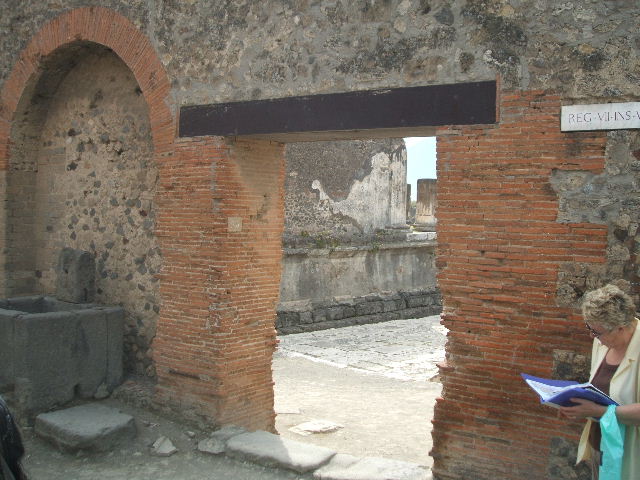 VII.8 September 2005. Fountain outside north wall of Forum.