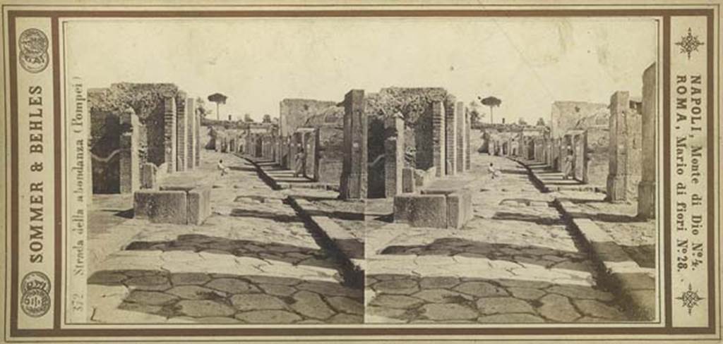 Fountain outside VII.14.13 and VII.14.14 on Via dell�Abbondanza. Stereoview by Sommer & Behles, between 1867-1874, taken from near fountain at VII.14.13/14. Photo courtesy of Rick Bauer.
