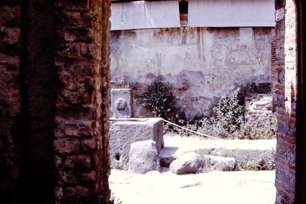 Fountain outside IX.11.1. December 2005. Relief of patera or plate.