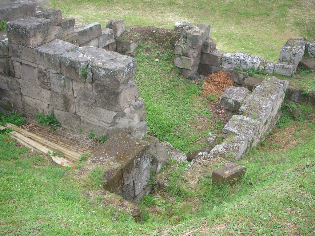 Pompeii Vesuvian Gate. Wall at Vesuvian gate showing impact of siege balls used by Sulla.