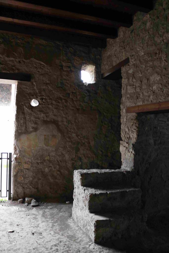 I.10.1 Pompeii. December 2018.
Looking towards north wall of atrium, and steps to upper floor. Photo courtesy of Aude Durand.