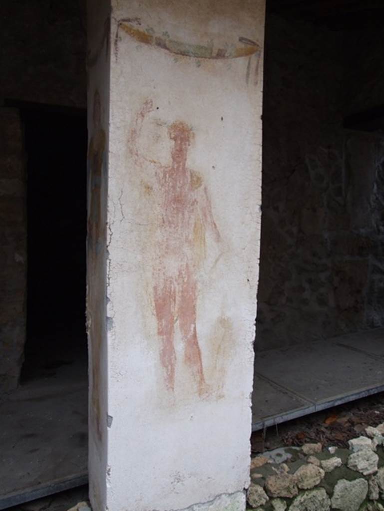 II.9.1. December 2007. Painting of Bacchus on south face of column on the north side of the triclinium.