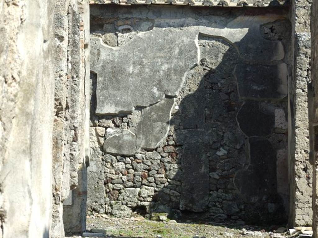 VI.2.14 Pompeii. September 2005. East wall of garden area. On the rear wall of the small garden area was a garden painting. See Jashemski, W. F., 1993. The Gardens of Pompeii, Volume II: Appendices. New York: Caratzas. (p.122).