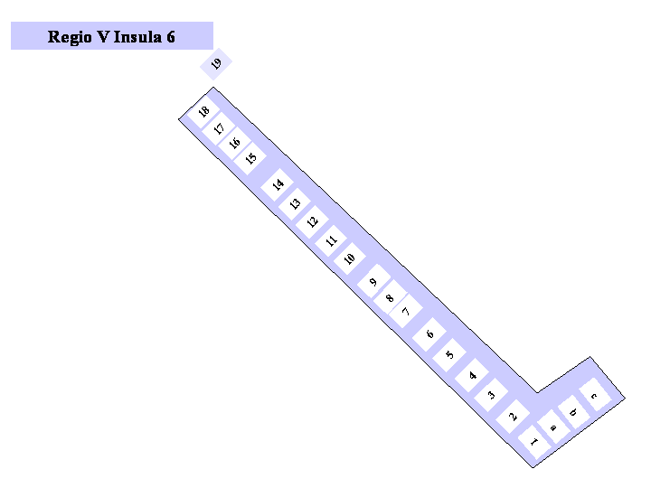 Pompeii Regio V(5) Insula 6. Plan of entrances 1 to 19 and a to c