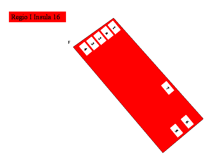 Pompeii Regio I(1) Insula 16 Plan of entrances 1,
1a to 7