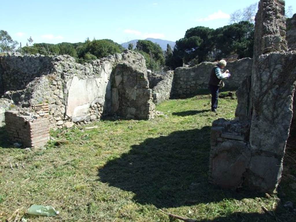 I.2.17 Pompeii. March 2009. Room 7, tablinum. Looking south towards small garden at rear. According to Peters, there were only a few insignificant remains of the Third Style decorations found here in the tablinum. Discanno made a drawing of the central painting that was found on the right-hand wall (west side). The drawing was of the story of Selene and Endymion and was set in a sacral-idyllic landscape. See Peters, W.J.T. (1963): Landscape in Romano-Campanian Mural Paintings.The Netherland, Van Gorcum & Comp. (p.86, & fig.72)