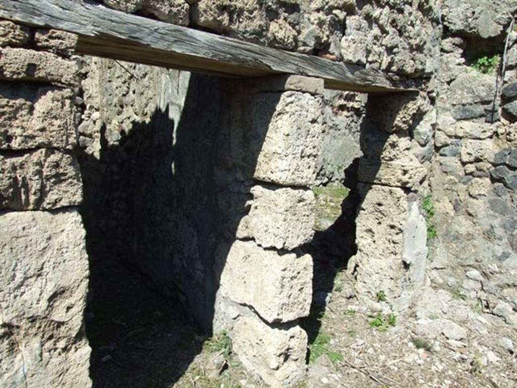 I.2.17 Pompeii. March 2009. North-east corner of atrium.  Two doorways, room 2 � small room, and  room 3- corridor to cupboard & kitchen room with stairs to upper floor.

