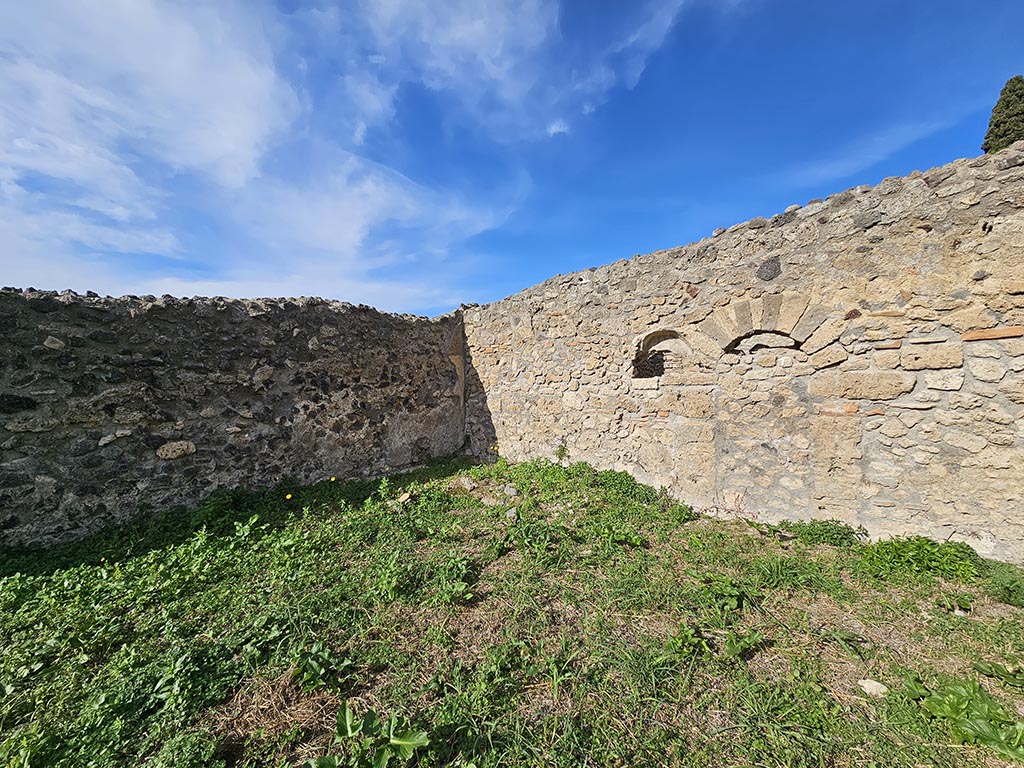 I.2.20 Pompeii. November 2024.
Looking towards west wall, north-west corner, and north wall of garden area. Photo courtesy of Annette Haug.