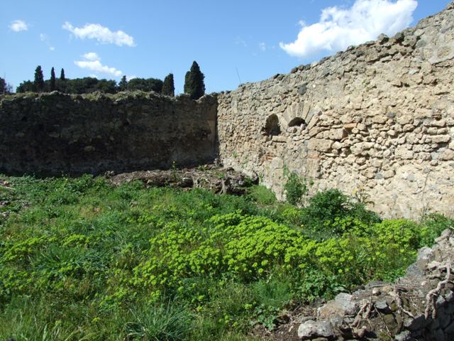 I.2.20 Pompeii.  March 2009.   Triclinium in south east corner of garden area.