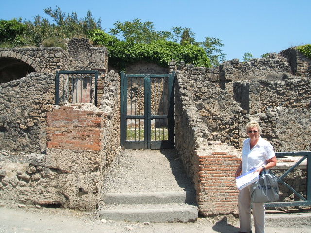 I.3.3 Pompeii. December 2007.  Remains of altar to the household gods in the north-west corner of the atrium. This large masonry podium looked like the base of an aedicula, according to Boyce.
See Boyce G. K., 1937. Corpus of the Lararia of Pompeii. Rome: MAAR 14. (p.24) 

