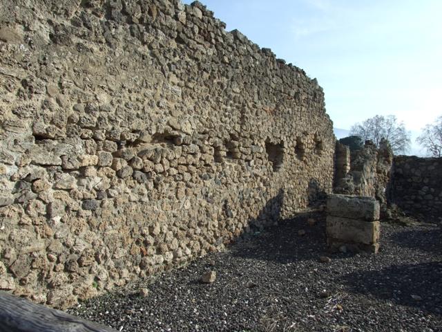 I.3.13 Pompeii. December 2007. West wall, looking south to the two rear rooms.