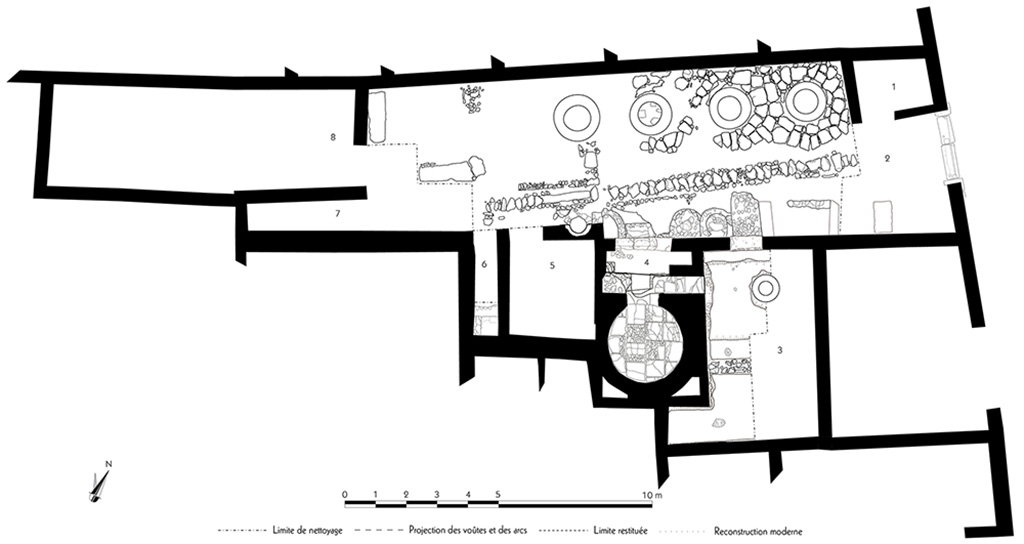 Fig. 1 � Pomp�i, boulangerie I 3, 27 � Relev� de l�ensemble de la boulangerie.
�chelle : 1/100.
Relev� / dessin : F. Fouriaux / N. Monteix / S. Mencarelli � EFR. Utilisation soumise � CC-BY-NC-SA 4.0

