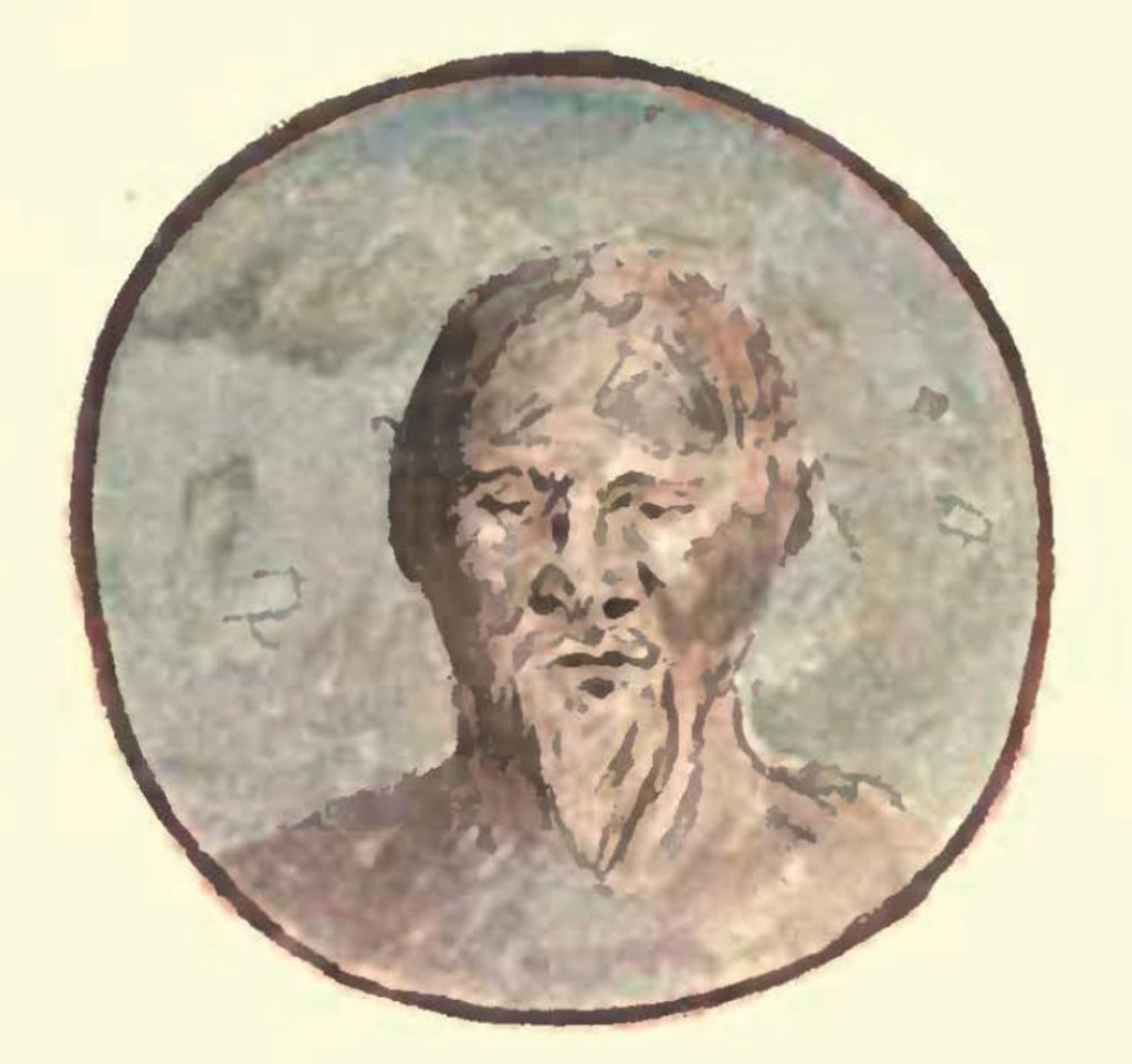 I.3.30 Pompeii. c.1900. Painting by Pierre Gusman, described as Pompeii Portrait from I.3.30.
This may be the �faded� medallion from the west wall of room 4.
See Gusman P., 1900. Pompeii: The City, Its Life & Art. London: Heinemann, p. 258.
