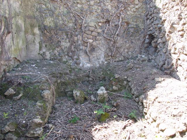 I.3.30 Pompeii. September 2010. Room 1, looking towards detail of latrine feature near south wall. Photo courtesy of Drew Baker.