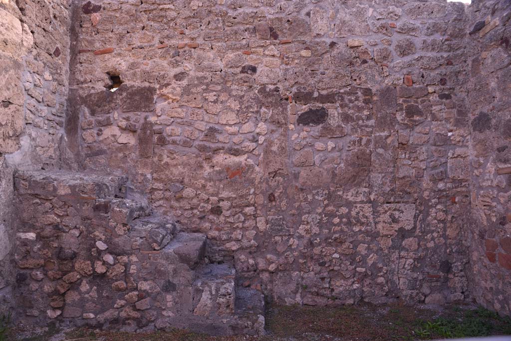 I.4.8 Pompeii. October 2019. Steps to upper floor against east wall of shop-room.
Foto Tobias Busen, ERC Grant 681269 D�COR.
