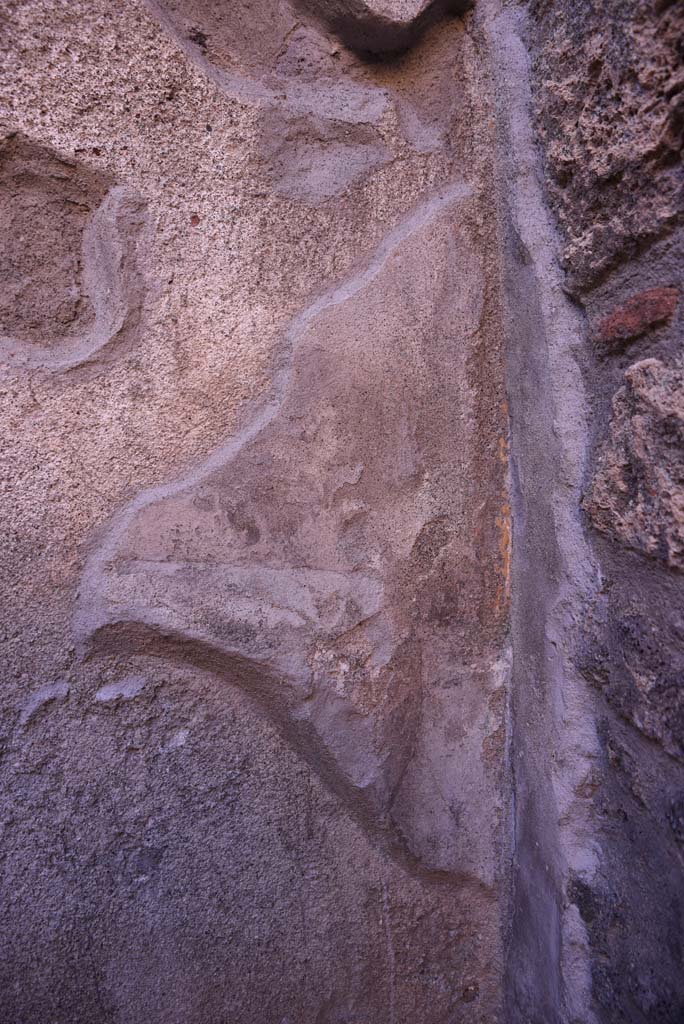 I.4.25 Pompeii. October 2019. Room 52, detail from west end of south wall.
Foto Tobias Busen, ERC Grant 681269 D�COR.
