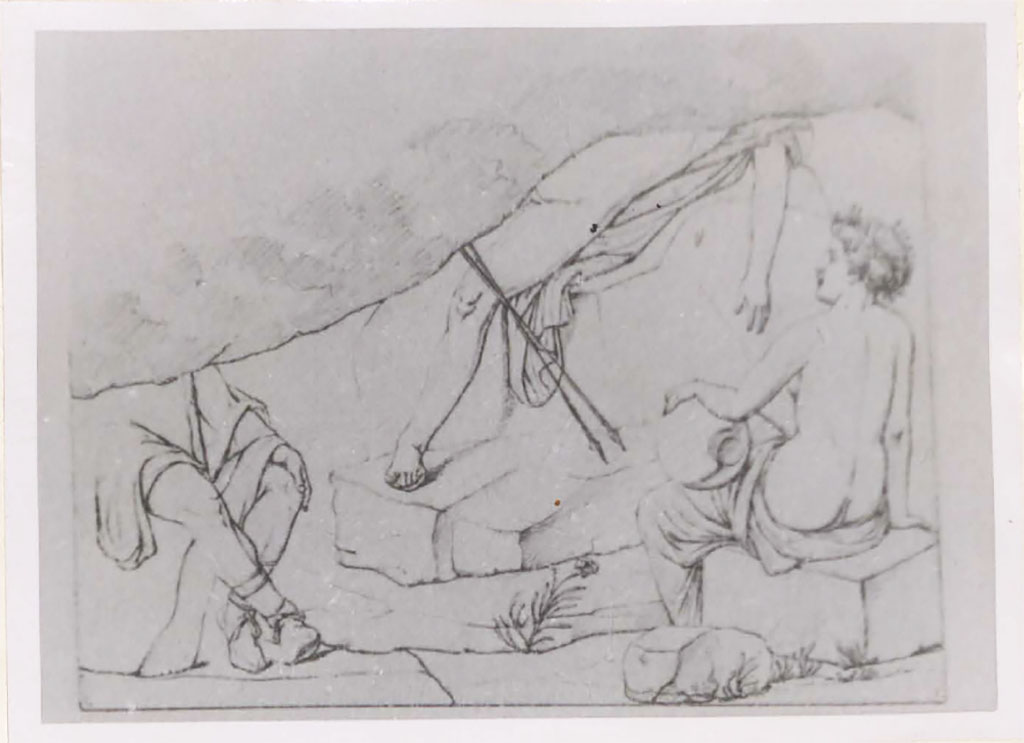 I.4.25 Pompeii. Pre-1943. Room 37, south wall?
According to Warscher - on the south wall was the painting of Sleeping Endymion, see Olga Elia, p.24, no.11.
(Sulla parete sud era la pittura �Endimione dormente�, vedi Olga Elia, p.24, no.11.)
See Warscher, T. 1942. Catalogo illustrato degli affreschi del Museo Nazionale di Napoli. Sala LXXXII. Vol.4. Rome, Swedish Institute.
