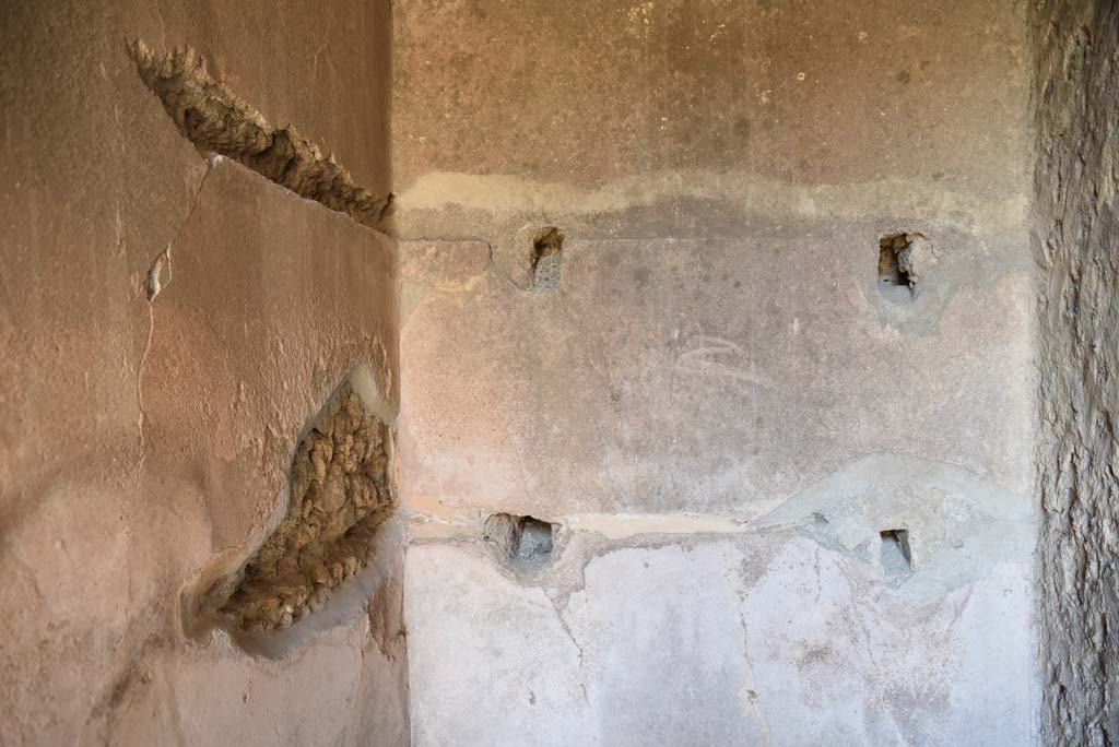 I.4.25 Pompeii. September 2020.    Room 24, detail from north-east corner and east wall.
Foto Tobias Busen, ERC Grant 681269 D�COR.

