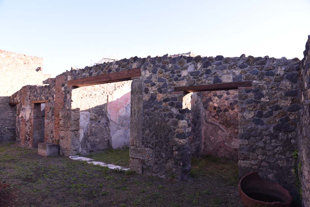 I.4.25 Pompeii. October 2019. 
Upper peristyle 56, looking north along east portico from south-east corner, from outside room 59, on right.
Foto Tobias Busen, ERC Grant 681269 D�COR
