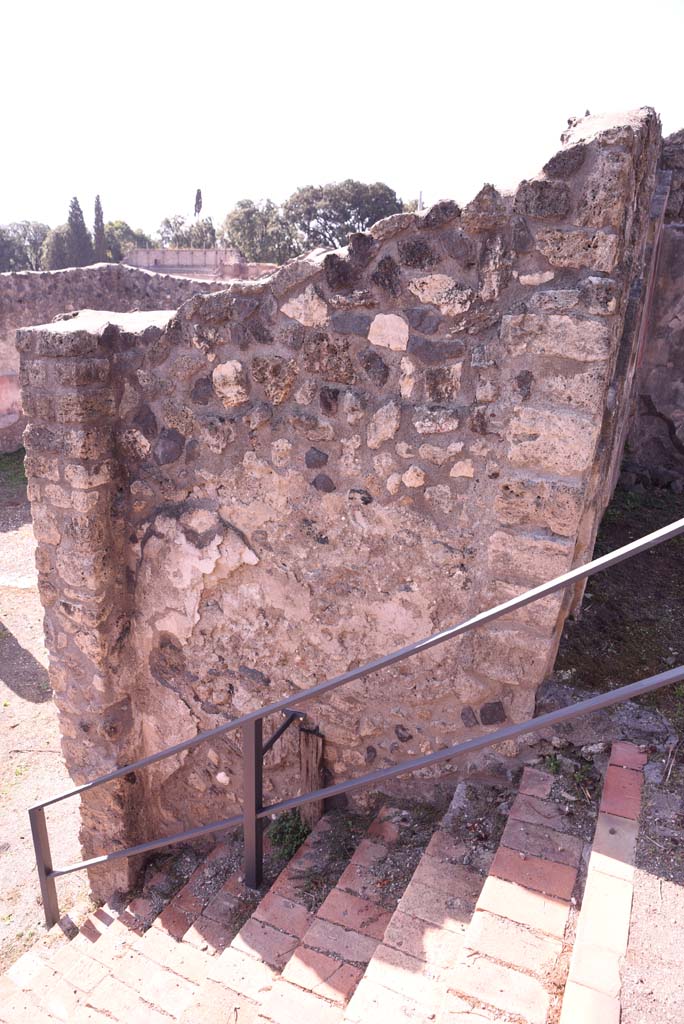 I.4.25 Pompeii. October 2019. West wall of steps between upper and middle peristyle.
Foto Tobias Busen, ERC Grant 681269 D�COR

