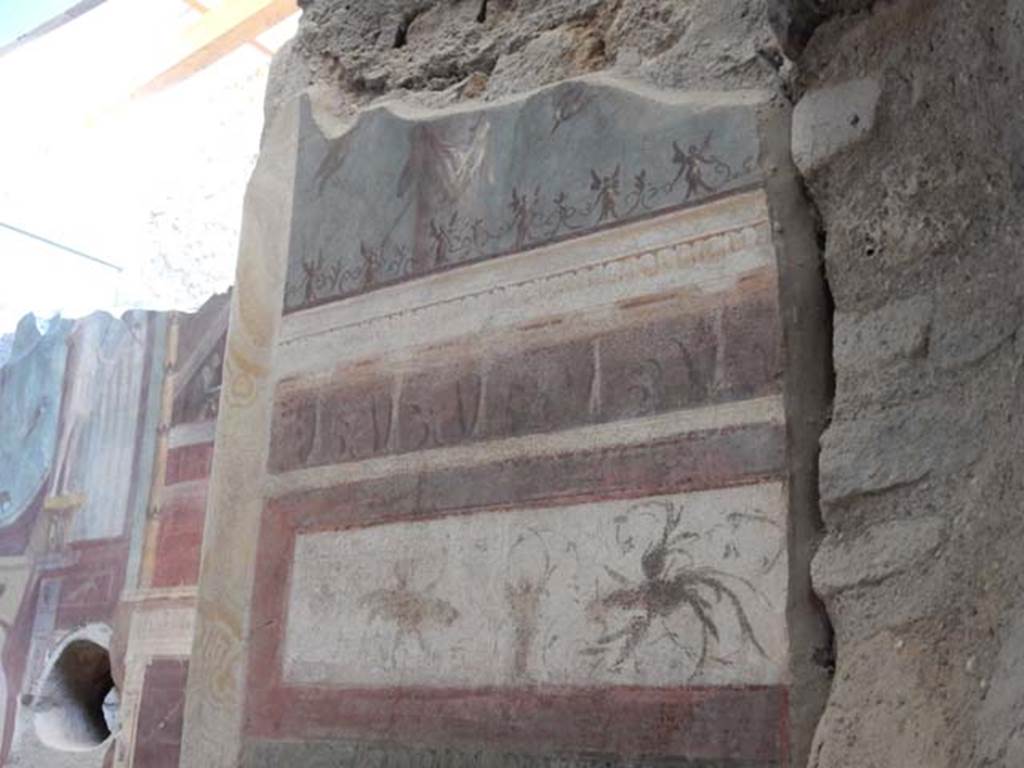I.6.2 Pompeii. May 2016. Looking east along south wall of niche in west wall. Photo courtesy of Buzz Ferebee.