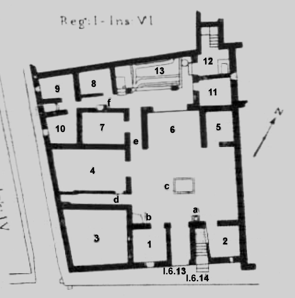 I.6.13/14 Pompeii. 1929 plan.
See Notizie degli Scavi di Antichit�, 1929, p. 432.
