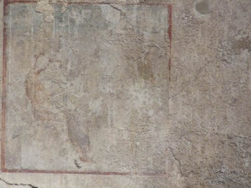 I.6.15 Pompeii. March 2009. Room 11, Faded wall painting of a Music Lesson (Lezione di musica) in centre of east wall. See Bragantini, de Vos, Badoni, 1981. Pitture e Pavimenti di Pompei, Parte 1. Rome: ICCD. (p.43)