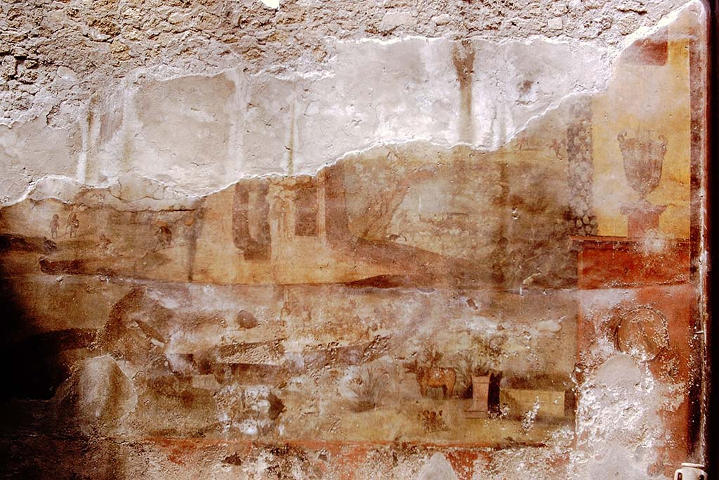 I.6.15 Pompeii. 1972. Room 9, west wall of small garden. Photo by Stanley A. Jashemski.
Source: The Wilhelmina and Stanley A. Jashemski archive in the University of Maryland Library, Special Collections (See collection page) and made available under the Creative Commons Attribution-Non-Commercial License v.4. See Licence and use details.
J72f0093