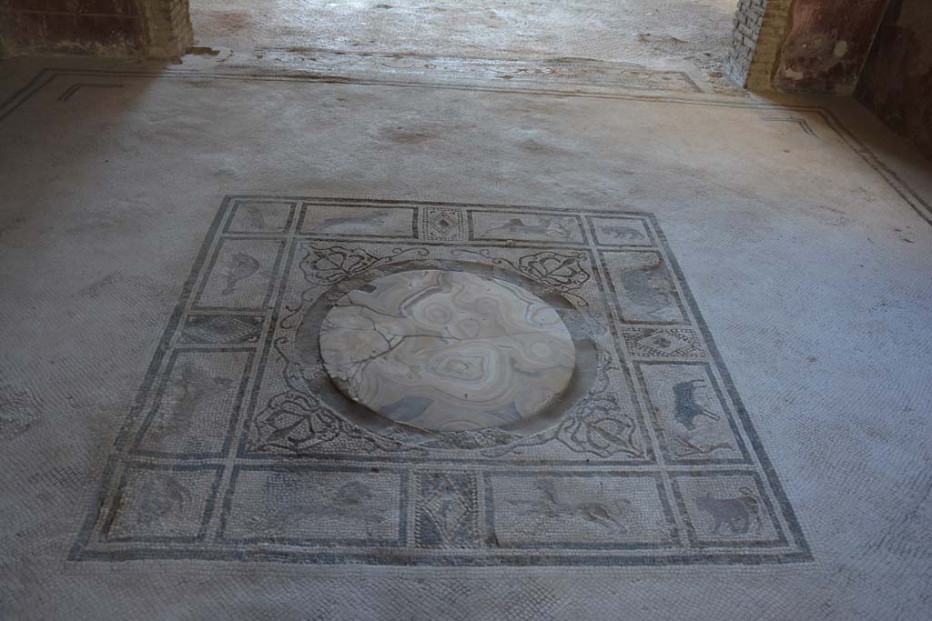 I.7.1 Pompeii. October 2019. Looking south across mosaic emblem in centre of tablinum floor.
Foto Annette Haug, ERC Grant 681269 D�COR.

