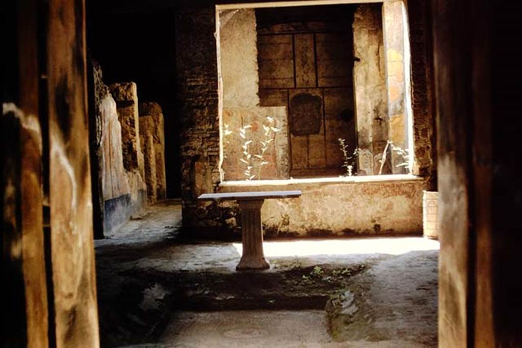 I.7.3 Pompeii. 1959. Looking south across impluvium in atrium towards small garden and rear rooms. Photo by Stanley A. Jashemski.
Source: The Wilhelmina and Stanley A. Jashemski archive in the University of Maryland Library, Special Collections (See collection page) and made available under the Creative Commons Attribution-Non Commercial License v.4. See Licence and use details.
J59f0476