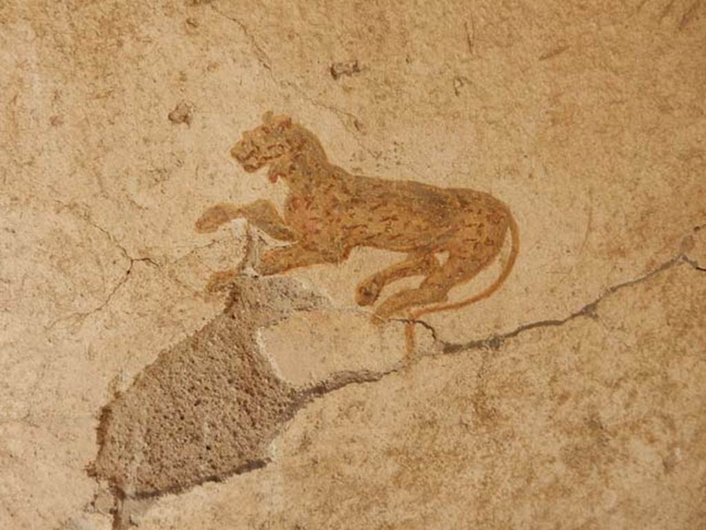 I.7.11 Pompeii. May 2017. Detail of painting in centre of east panel on north wall. Photo courtesy of Buzz Ferebee.