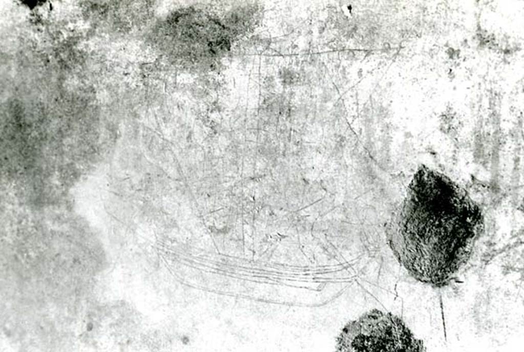 I.8.5 Pompeii. 1975. House, room SW of atrium, W wall with graffito of ship. Photo courtesy of Anne Laidlaw.
American Academy in Rome, Photographic Archive. Laidlaw collection _P_75_5_36.