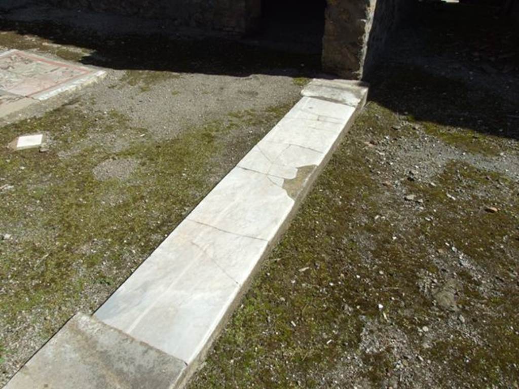 I.8.9 Pompeii. March 2009. Room 2. Marble threshold dividing room 2 and room 1.