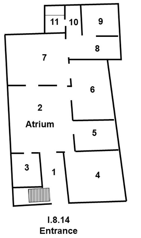 I.8.14 Pompeii. Casa di Epidius Primus. 
Room Plan.