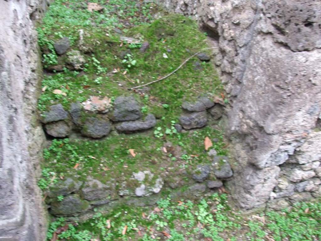 I.8.14 Pompeii. December 2007. Steps to upper floor on west side of room 1, entrance corridor/fauces.