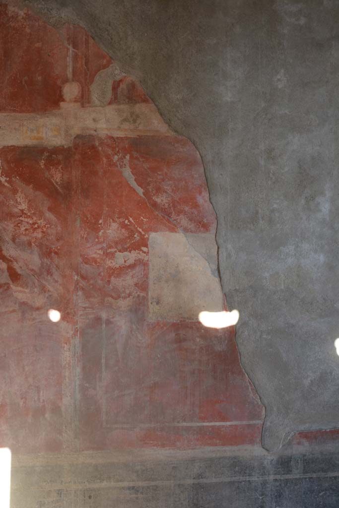 I.9.1 Pompeii. October 2019. Room 11, centre of north wall with illegible wall painting.
Foto Annette Haug, ERC Grant 681269 D�COR.

