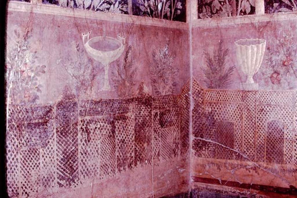 I.9.5 Pompeii. 1977. Room 11, north-east corner of cubiculum. Photo by Stanley A. Jashemski.
Source: The Wilhelmina and Stanley A. Jashemski archive in the University of Maryland Library, Special Collections (See collection page) and made available under the Creative Commons Attribution-Non Commercial License v.4. See Licence and use details. J77f0461