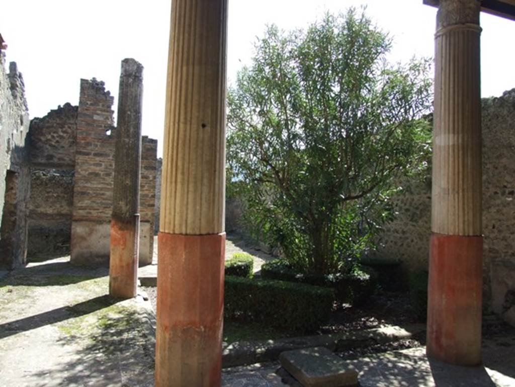 I.9.5 Pompeii. March 2009. Room 12. Peristyle garden which was enclosed by a portico, supported by the 3 columns.