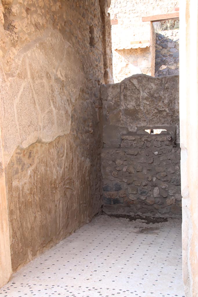 I.9.5 Pompeii. October 2022. 
Looking north along west wall of entrance corridor/fauces. Photo courtesy of Klaus Heese.
