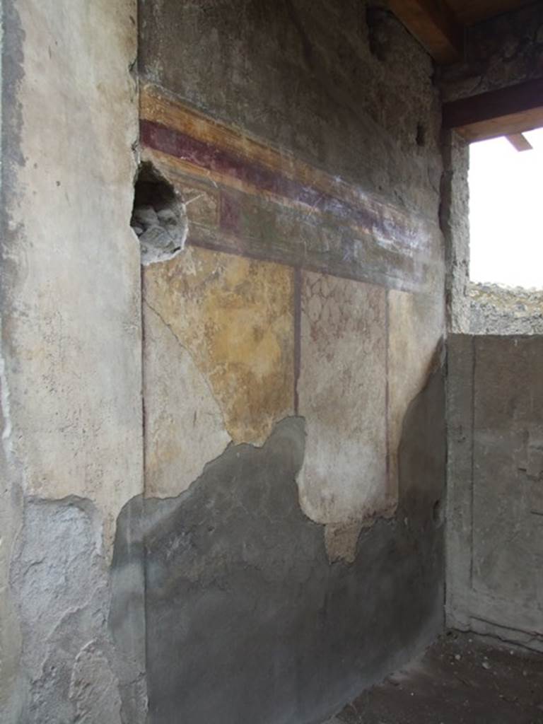 I.9.14 Pompeii. March 2009. Room 14. East wall of fauces, and plaster cast of inside of front door to I.9.13