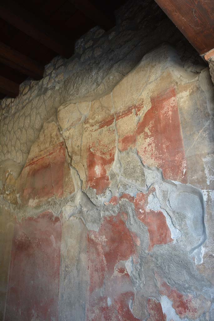 I.10.1 Pompeii. April 2017. Detail of painted decoration plaster on west wall.
Photo courtesy Adrian Hielscher.