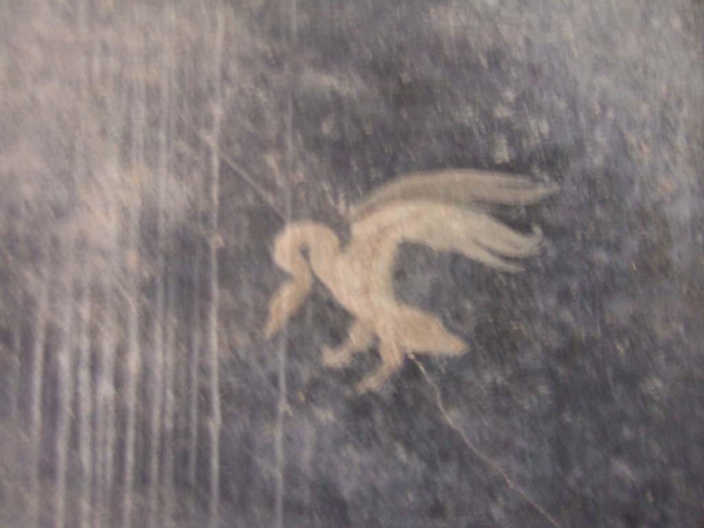 I.10.4 Pompeii. May 2006. Room 17, detail of swan from panel in north-east corner.