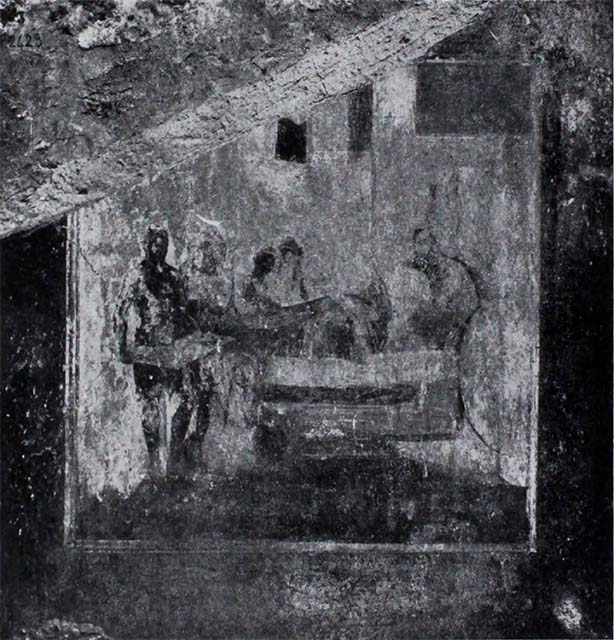 I.10.7 Pompeii. March 2009. Room 5. Cubiculum. Painting of flying figure.