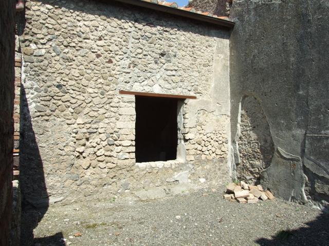 I.10.8 Pompeii.  March 2009.  Room 3.  South wall.  West End, with painted plaster between the window and door.