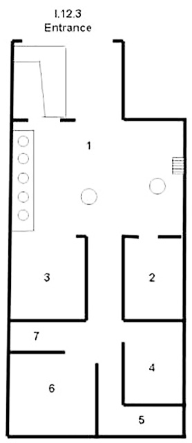 I.12.3 Pompeii. Caupona di Sotericus or Caupona all’Insegna di Roma
Room Plan
